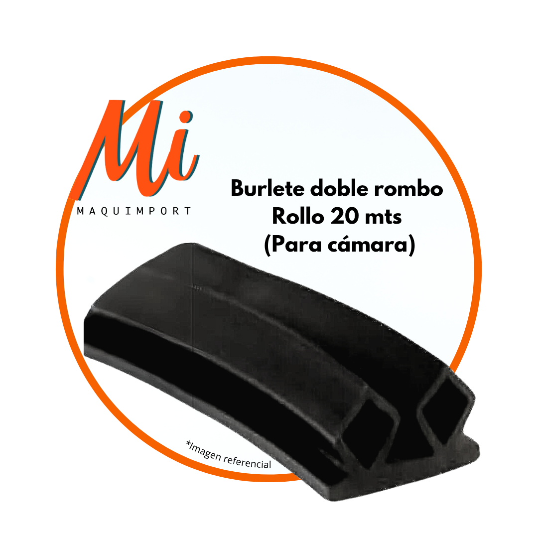 Burlete doble rombo-Rollo 20 mts, para puertas frigoríficas, sello hermético- Maquimport Chile
