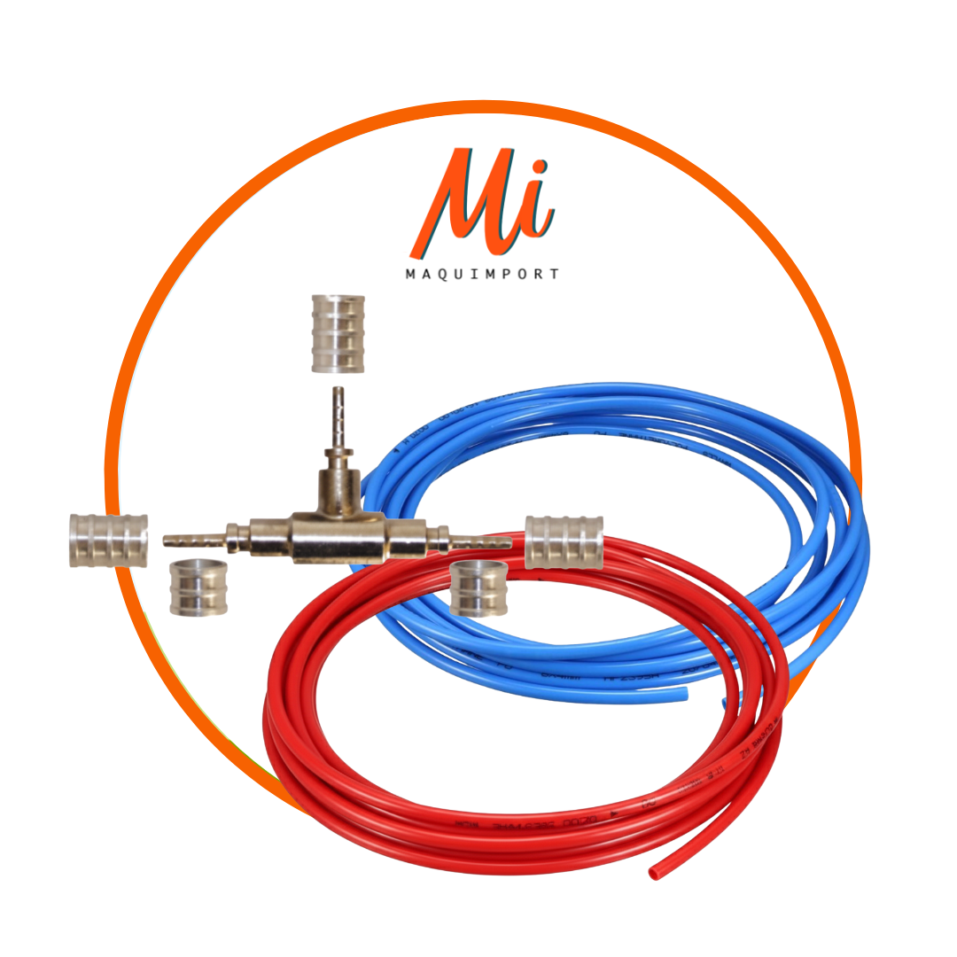 Fitting manguera PVC y tee de conexión para presostatos y separador de aceite Maquimport Chile
