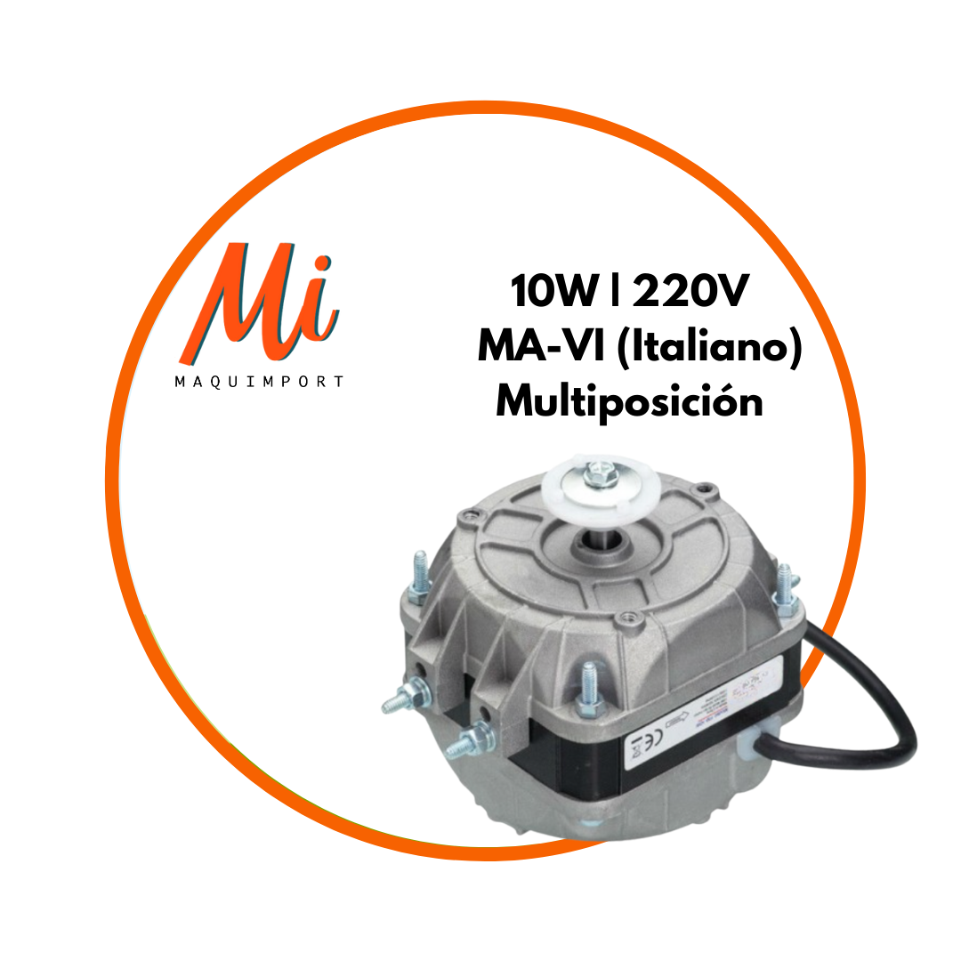 Motor de ventilador industrial 10W 220V MA-VI Maquimport Chile multiposición para vitrinas y evaporadores.